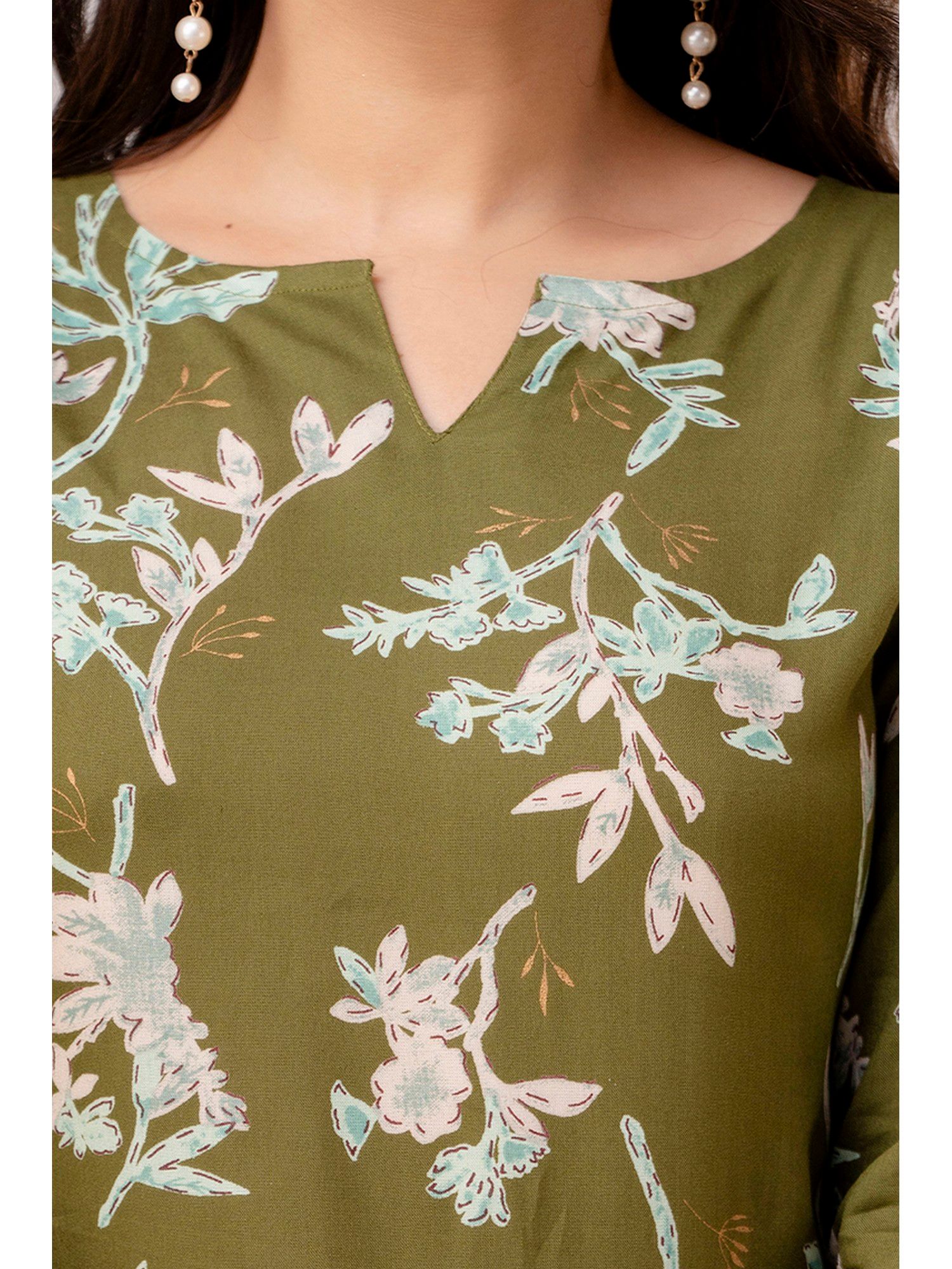 Green Floral Printed Co-Ord Set
