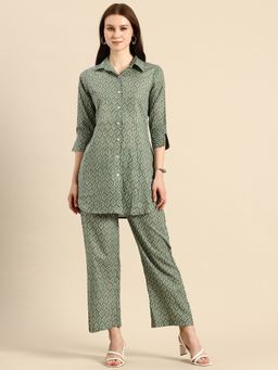 A&K - Green Printed Pure Cotton Co-Ord Set