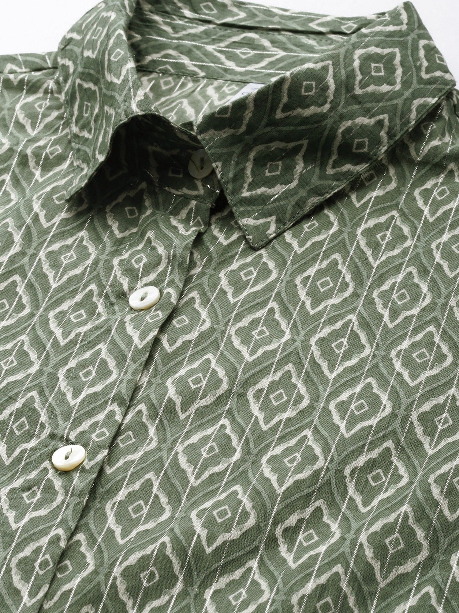 Green Printed Pure Cotton Co-Ord Set