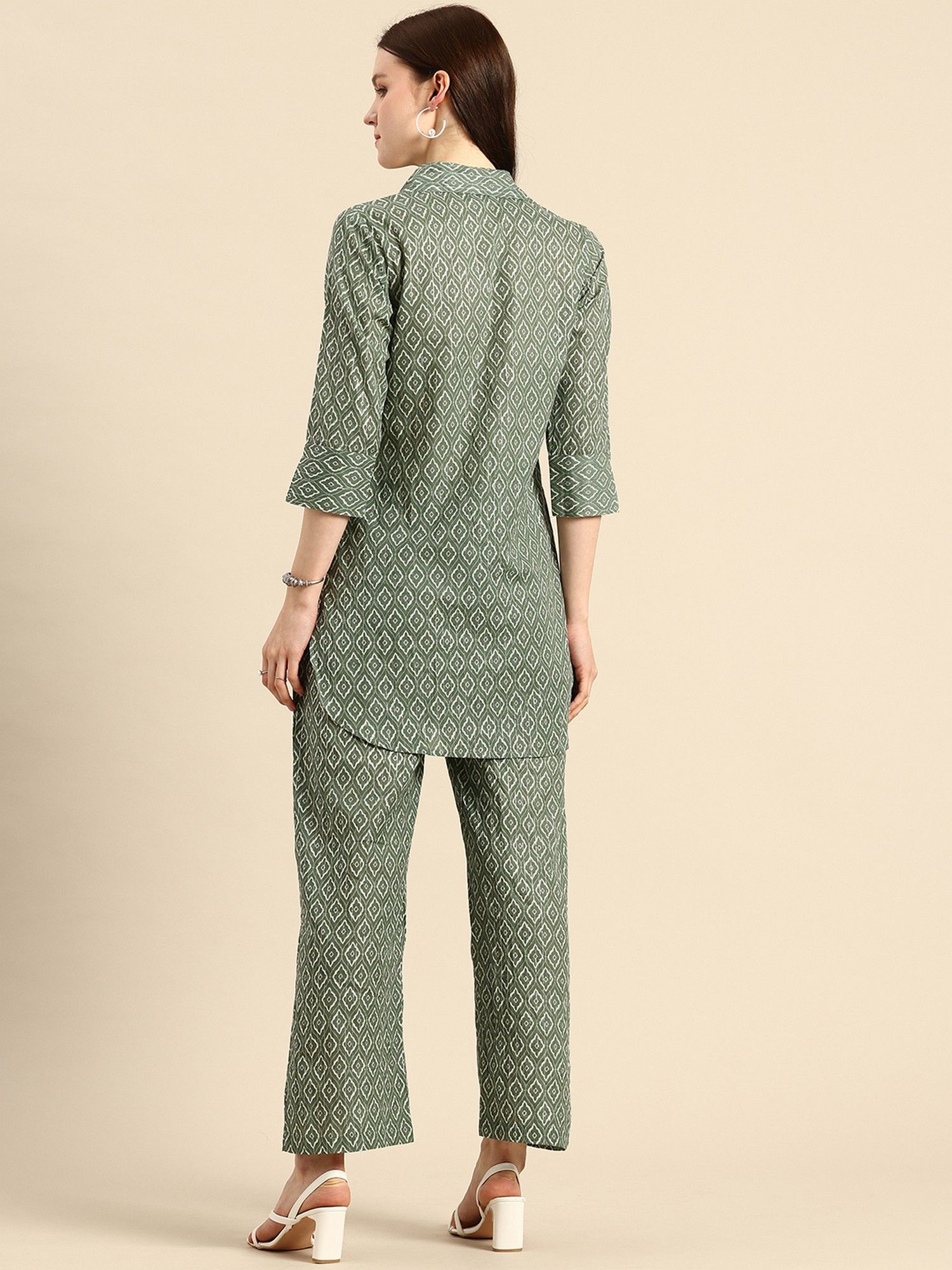 Green Printed Pure Cotton Co-Ord Set