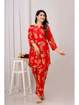 A&K - Red Floral Printed Co-Ord Set