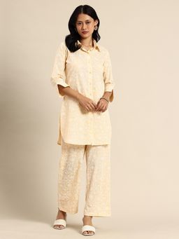 A&K - Cream Printed Pure Cotton Co-Ord Set