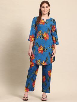 A&K - Blue Casual Floral Printed Co-Ord Set