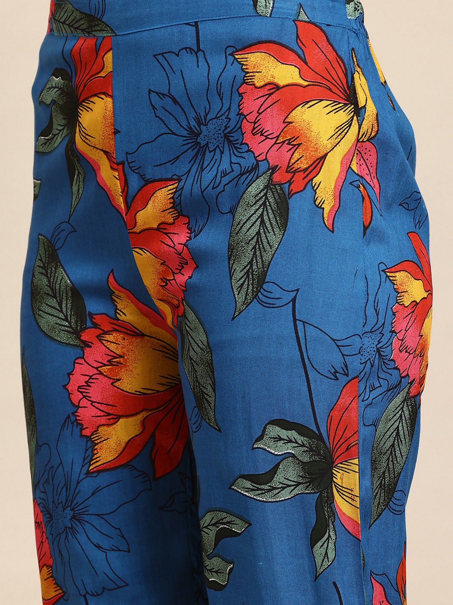 Blue Casual Floral Printed Co-Ord Set