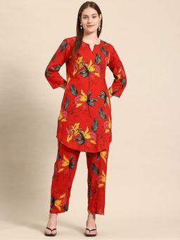 A&K - Red Casual Floral Printed Co-Ord Set