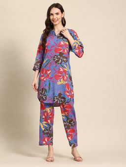 A&K - Blue Floral Printed Co-Ord Set