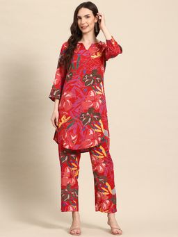 A&K - Red Floral Printed Co-Ord Set