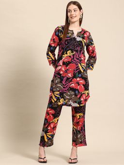 A&K - Black Floral Printed Co-Ord Set