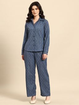 A&K - Blue Self-Striped Co-Ord Set