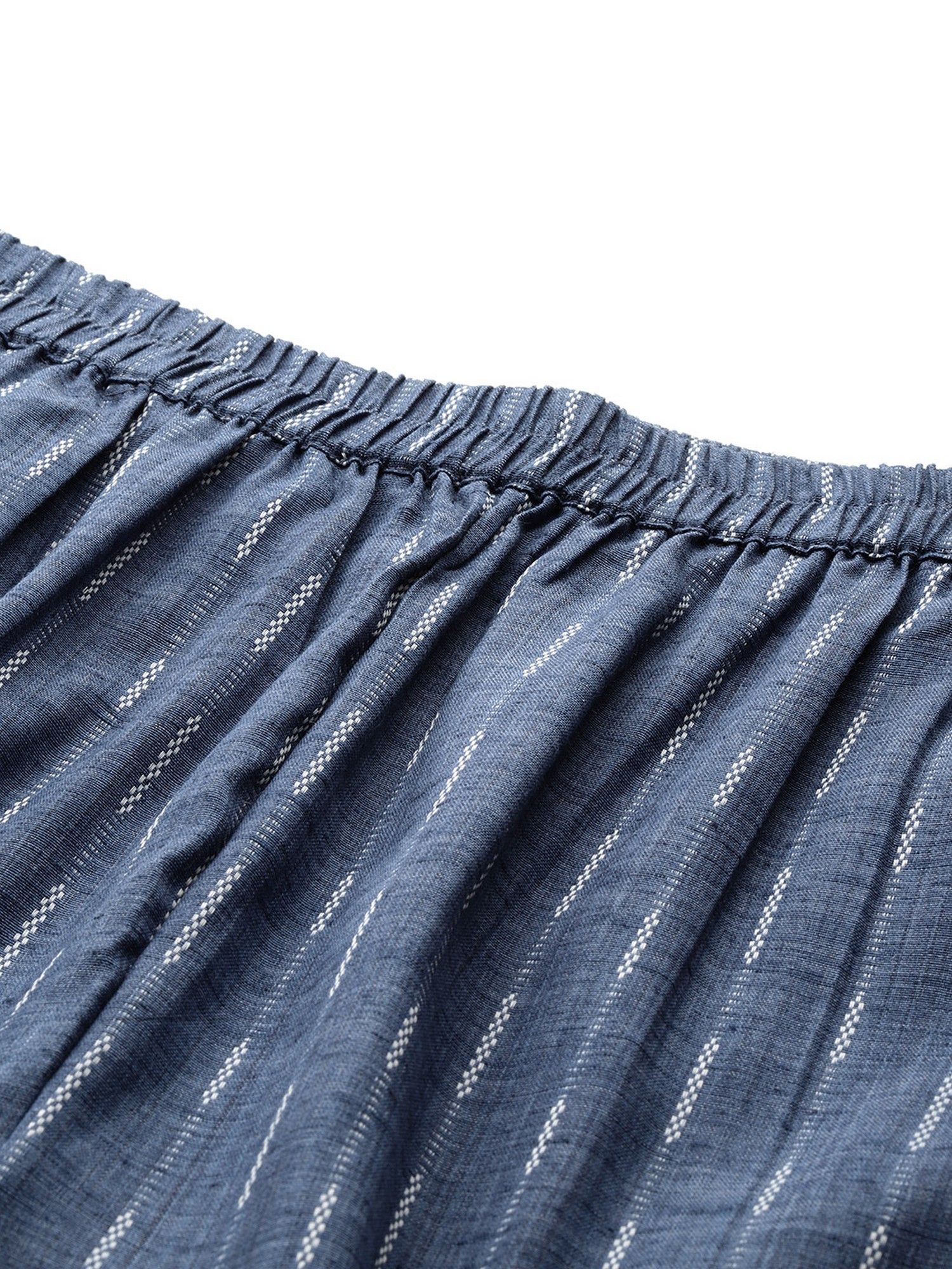 Blue Self-Striped Co-Ord Set