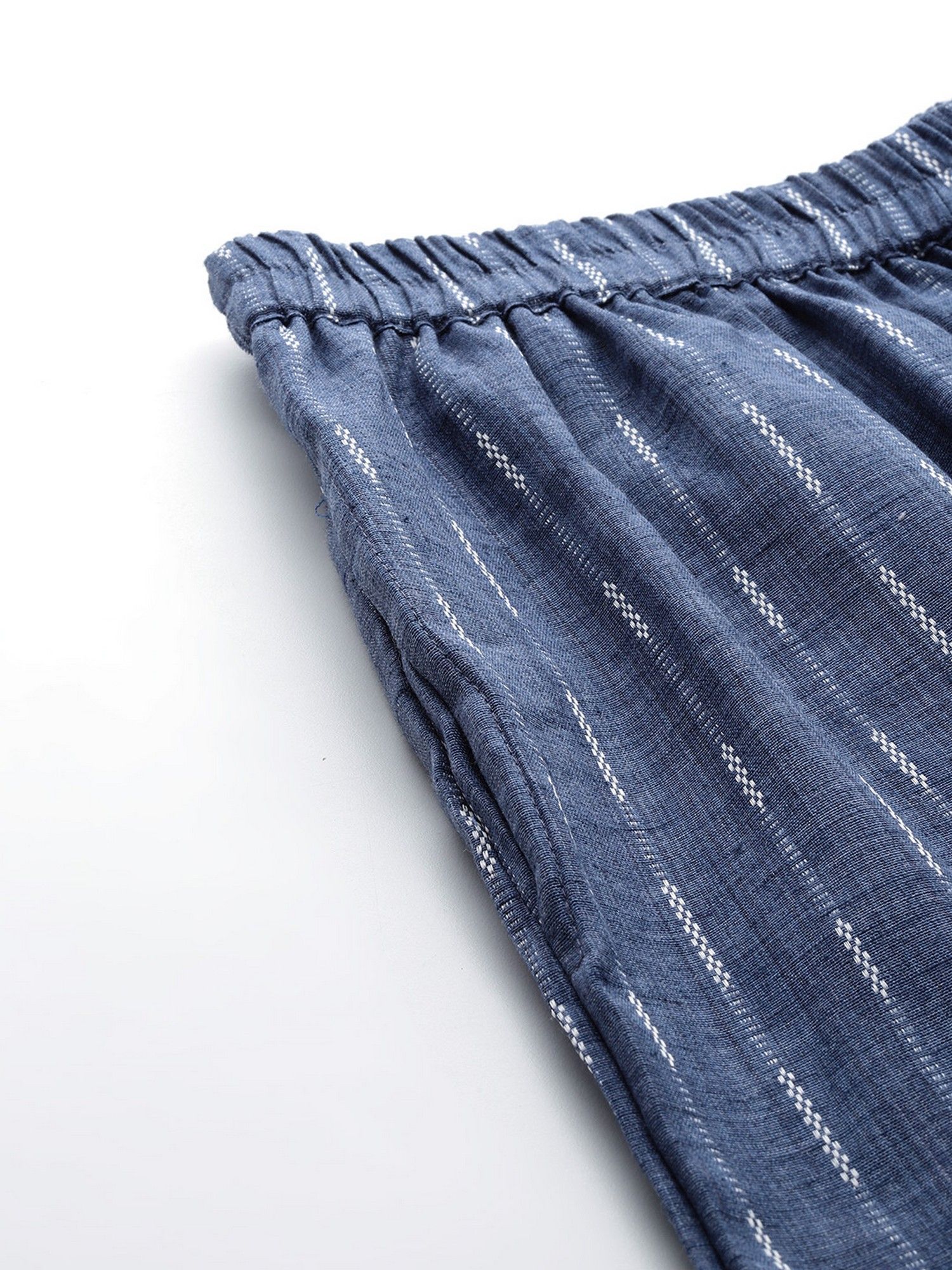 Blue Self-Striped Co-Ord Set