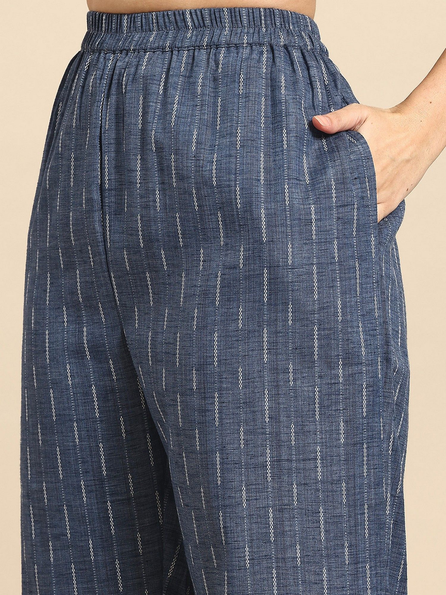 Blue Self-Striped Co-Ord Set