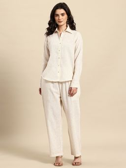 A&K - Cream Vertical Striped Co-Ord Set
