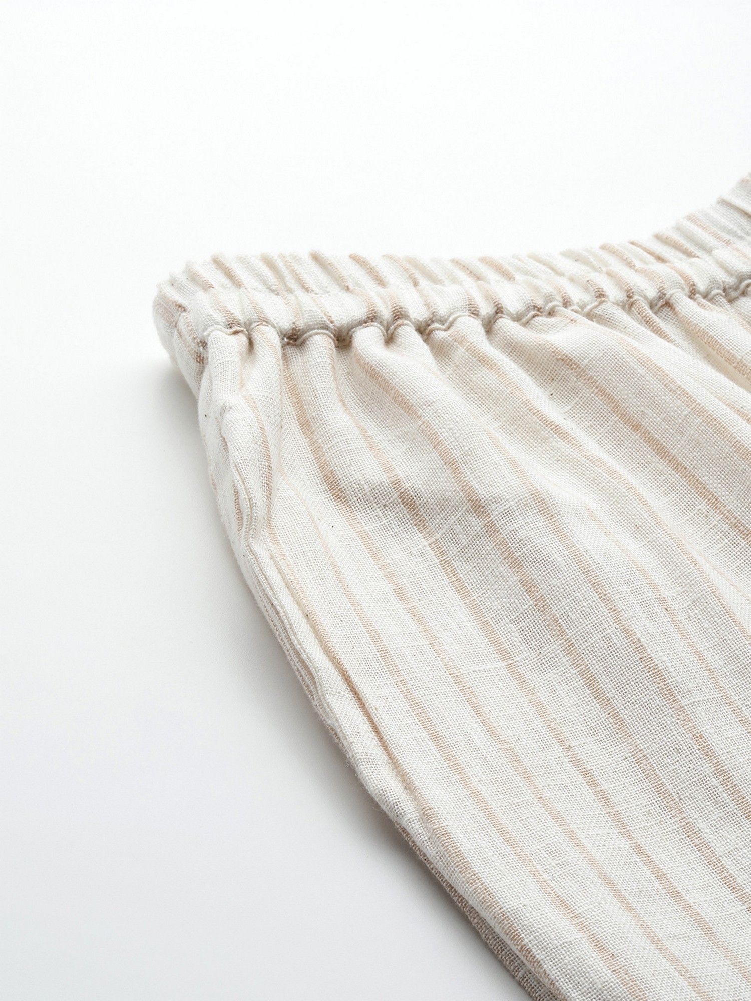 Cream Vertical Striped Co-Ord Set