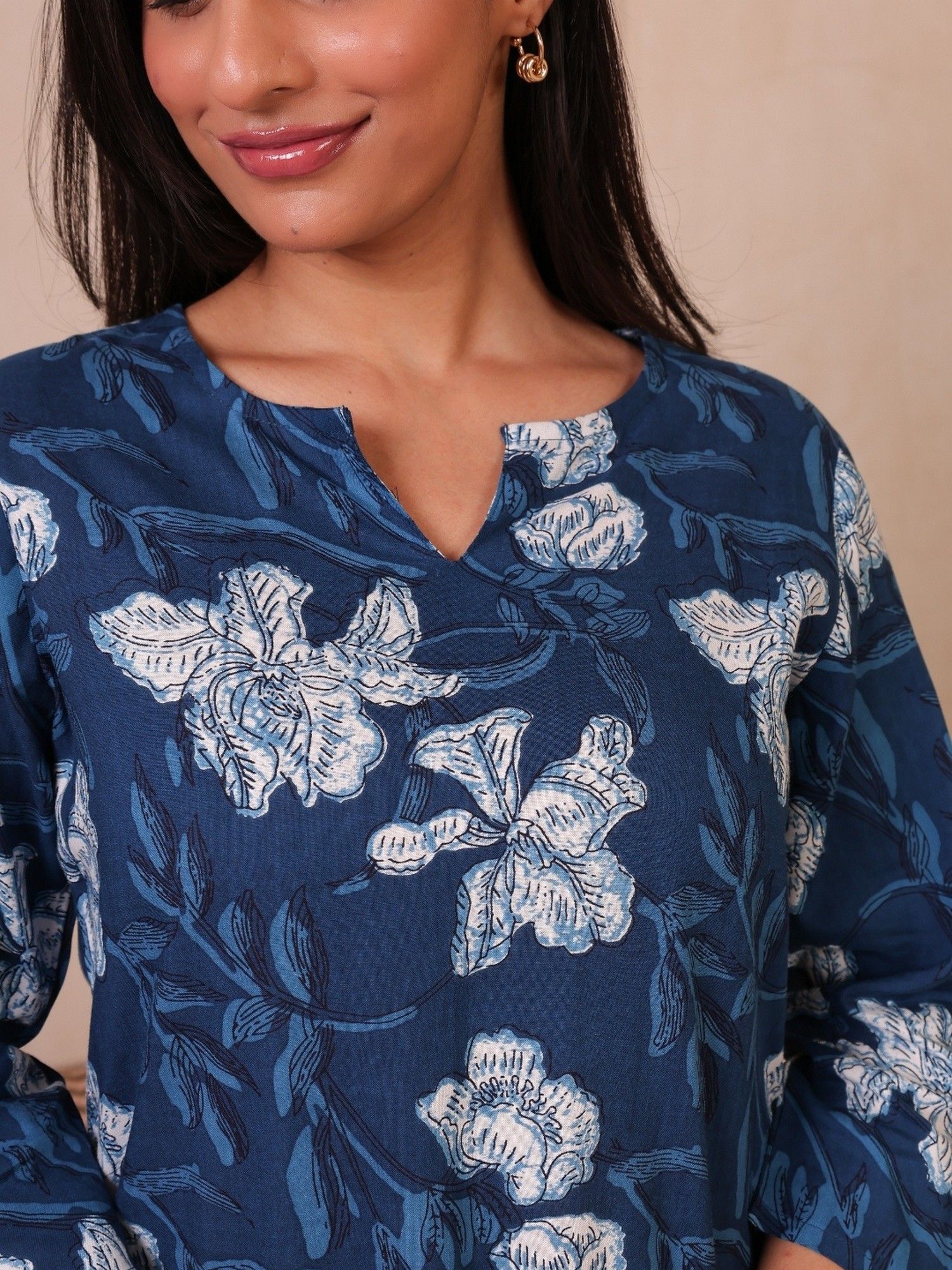 Navy Blue Floral Printed Co-Ord Set