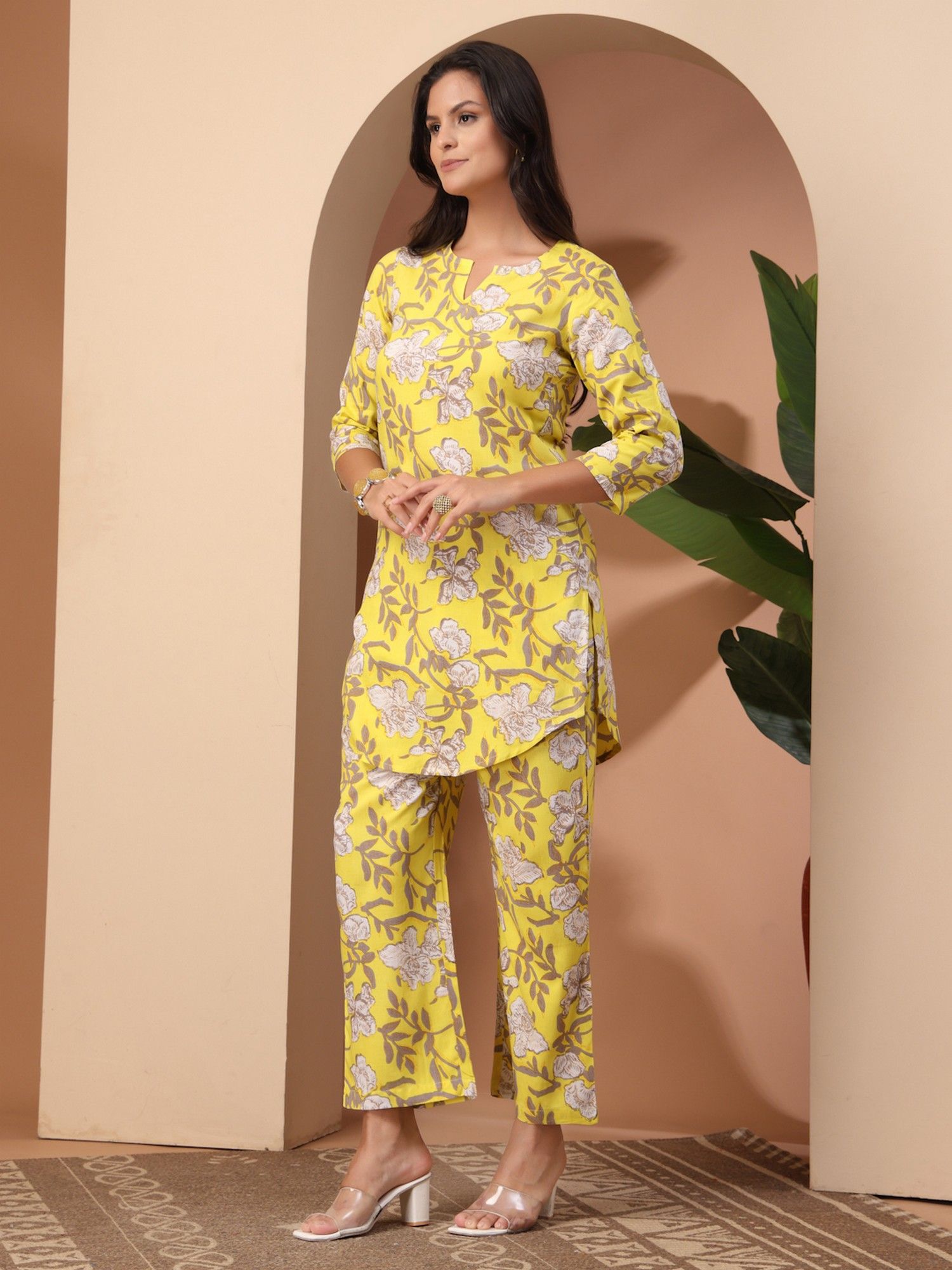 Yellow Floral Printed Co-Ord Set