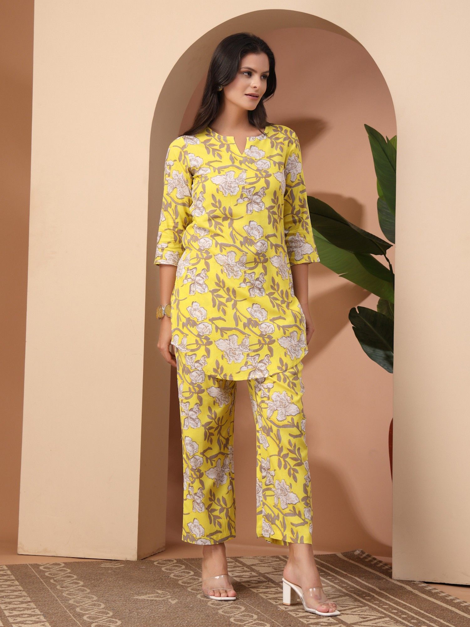 Yellow Floral Printed Co-Ord Set
