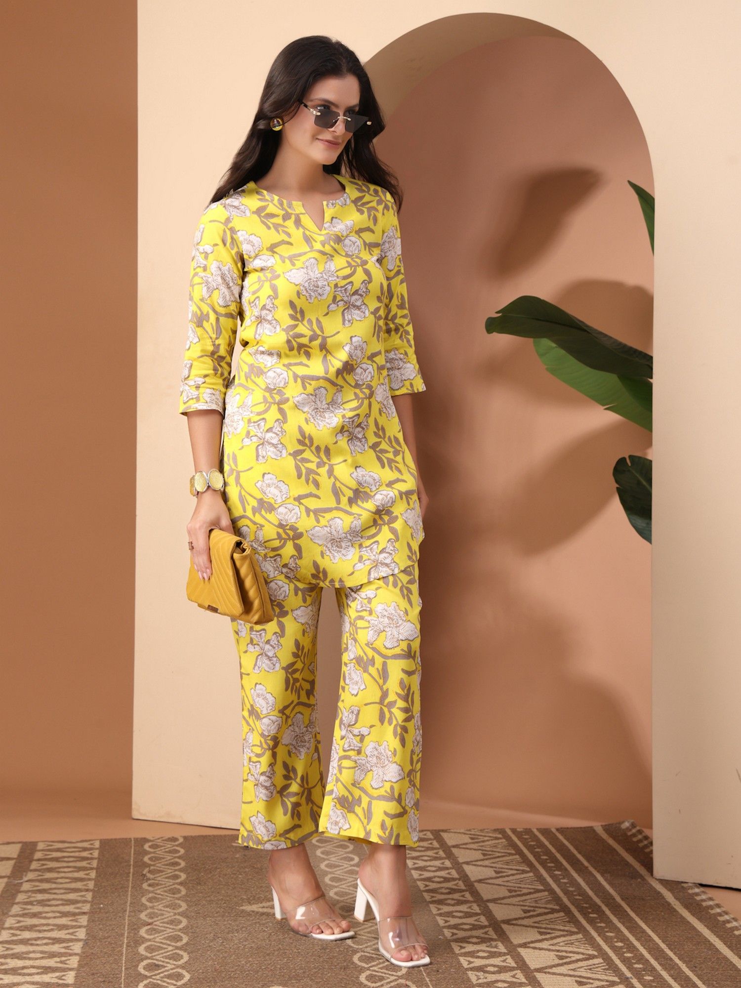 Yellow Floral Printed Co-Ord Set