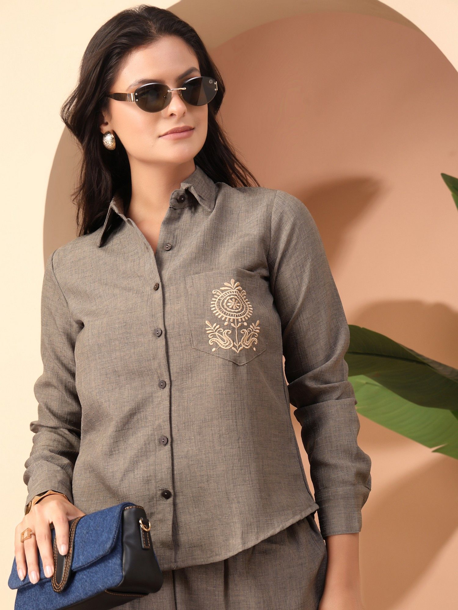 Grey Embroidered Co-Ord Set
