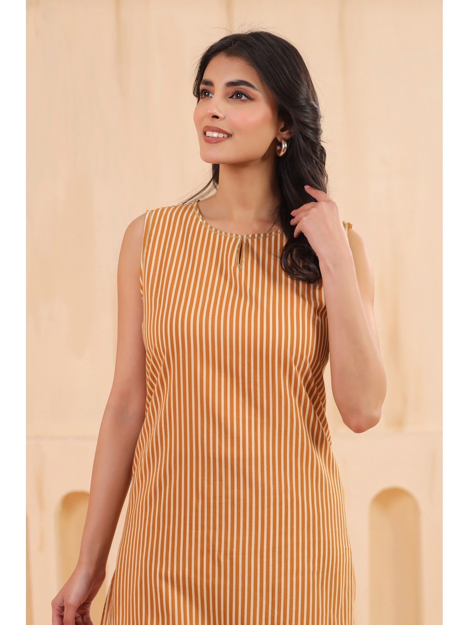 Orange Cotton Printed Designer Kurta with Palazzo