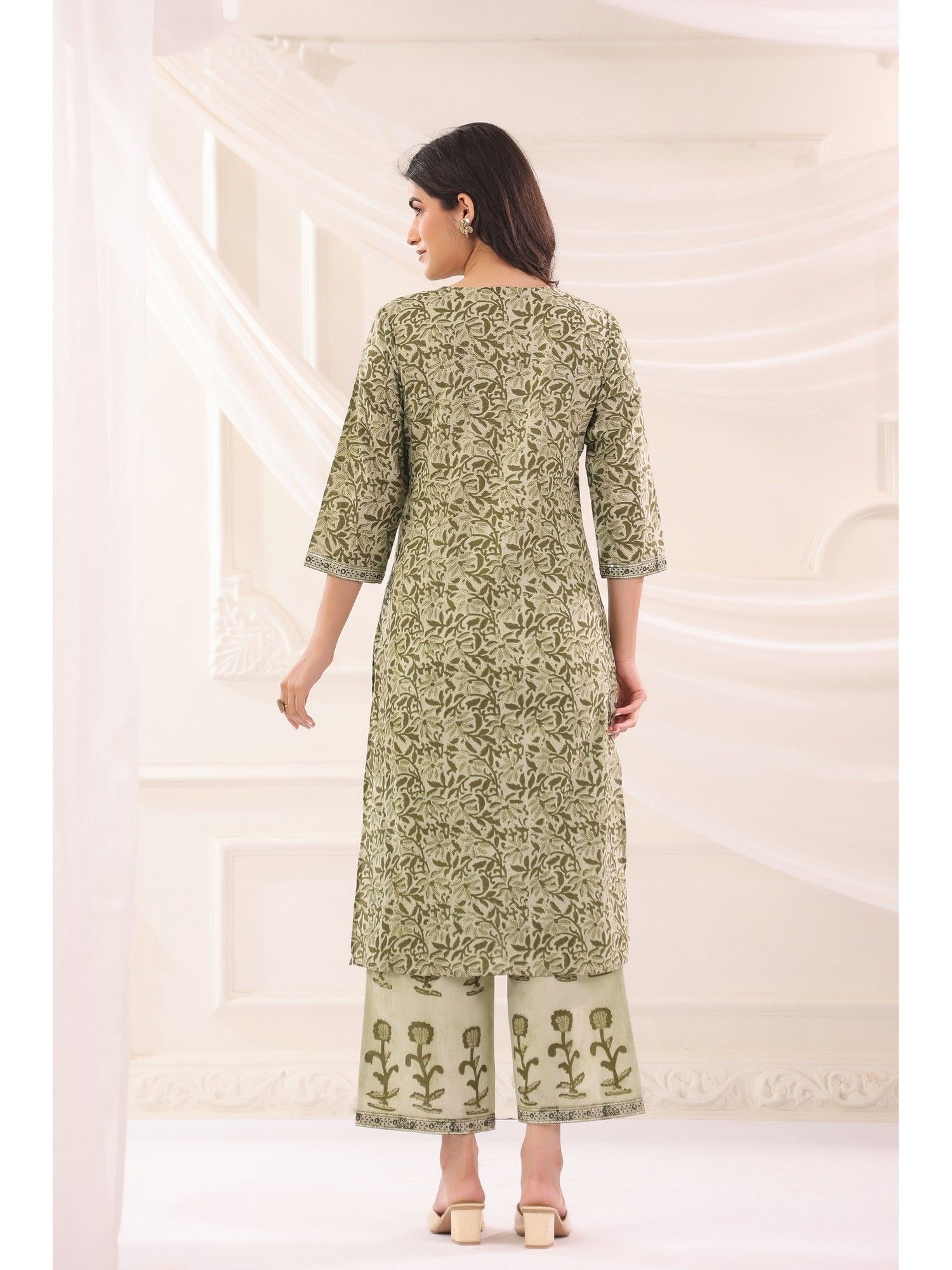 Green Cotton Printed Designer Kurta Pant With Dupatta