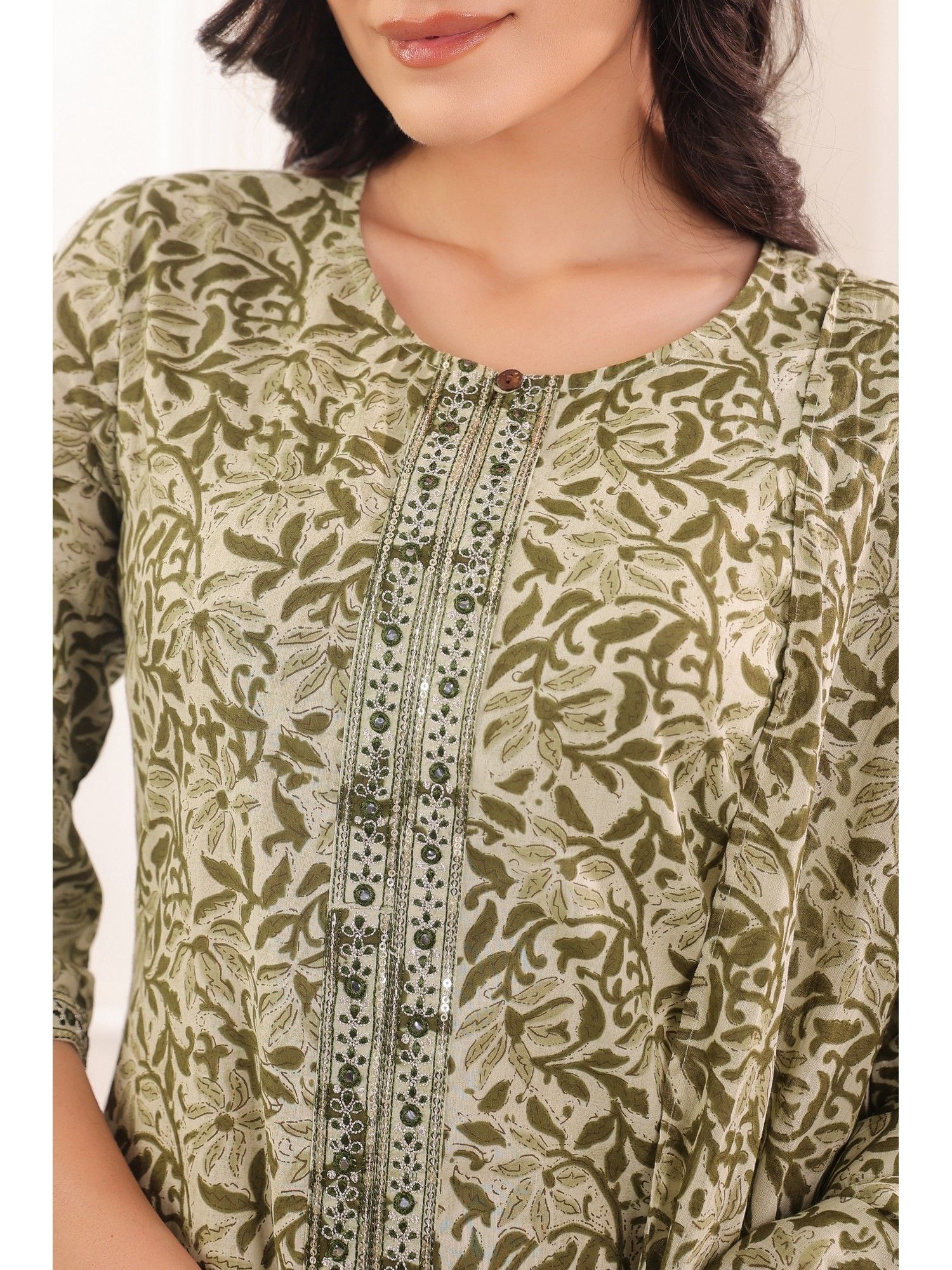 Green Cotton Printed Designer Kurta Pant With Dupatta