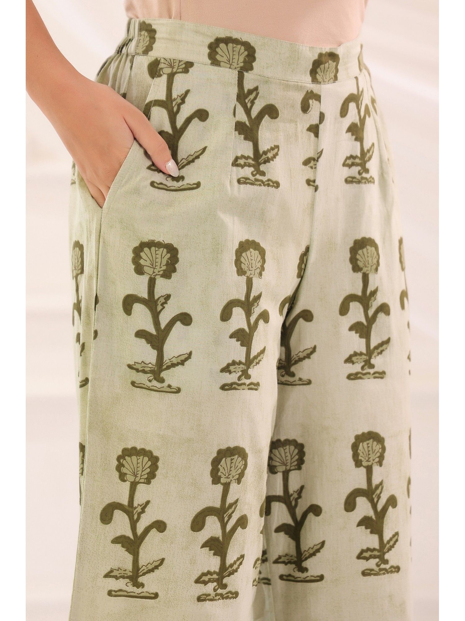 Green Cotton Printed Designer Kurta Pant With Dupatta