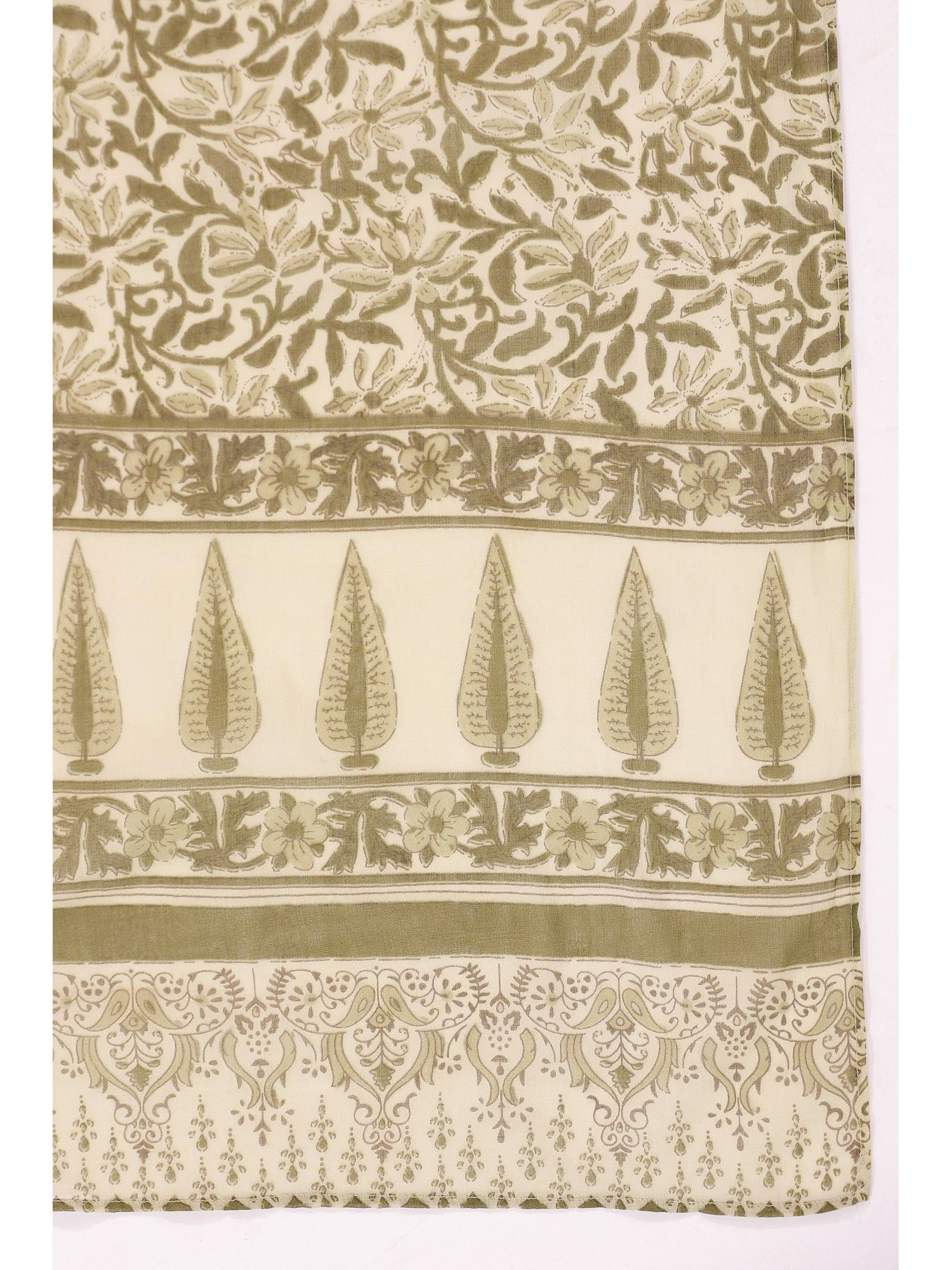 Green Cotton Printed Designer Kurta Pant With Dupatta