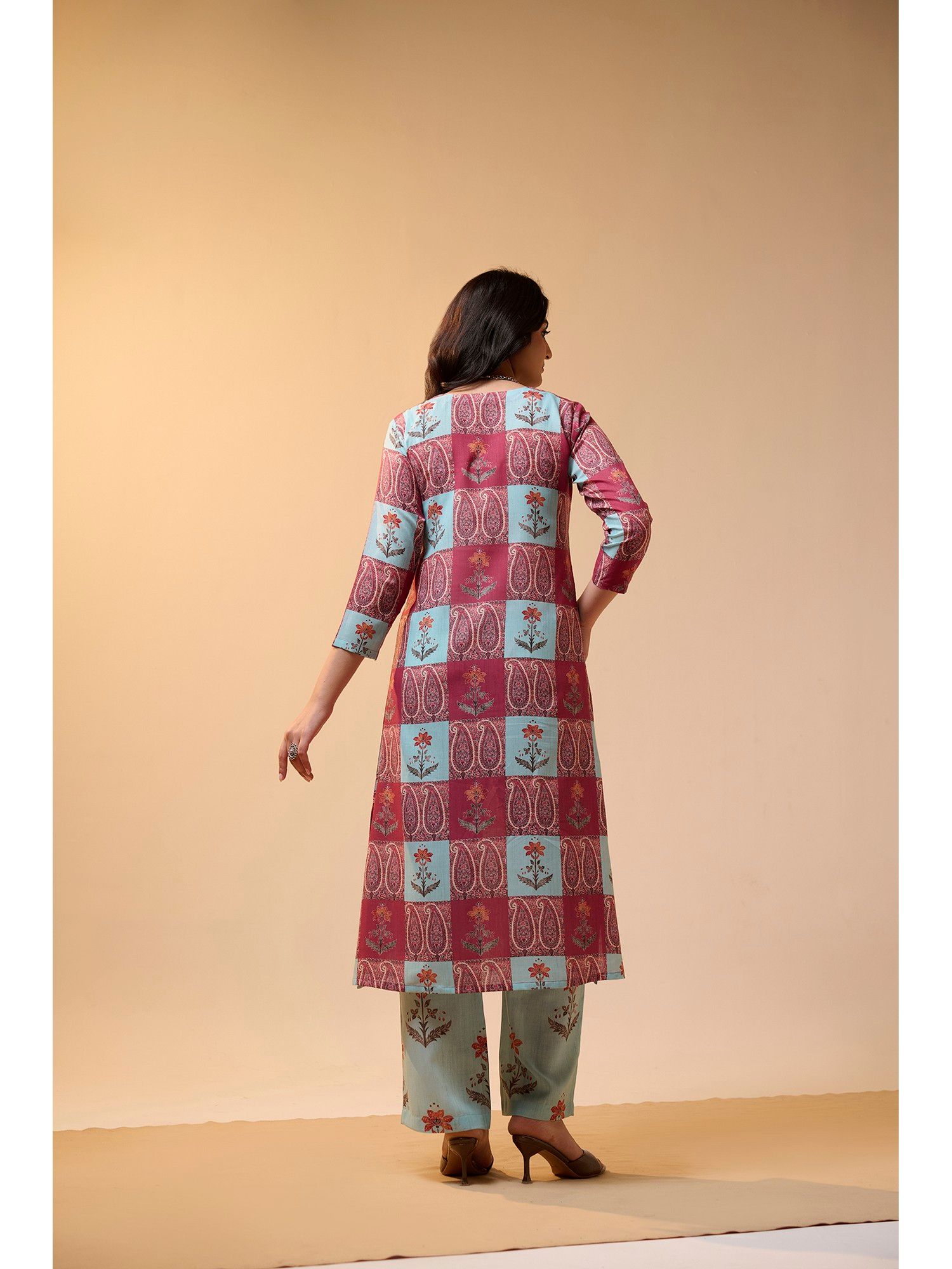 Block Blue Kurta with Pant