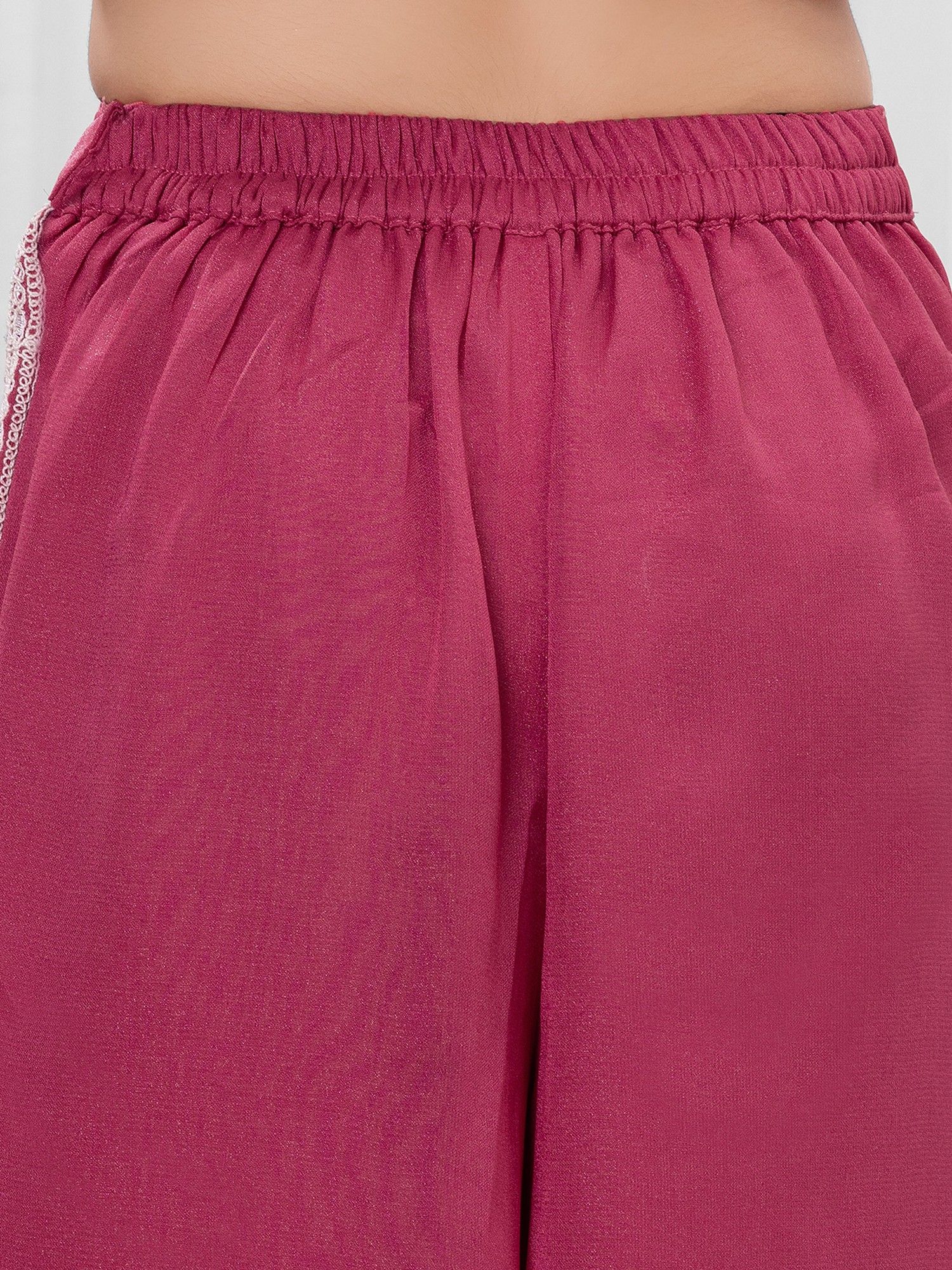 Pink Woven Leaf Repeat Embriodered Palazzo Kurti with dupatta