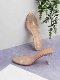 Inc.5 - Womens Golden Party Wear Transparent Round Toe Block Sandals