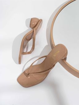 Inc.5 - Womens Beige Party Wear Solid Square Toe Block Sandals