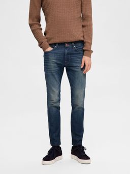 Selected - Blue Mid Rise Washed Slim Fit Jeans