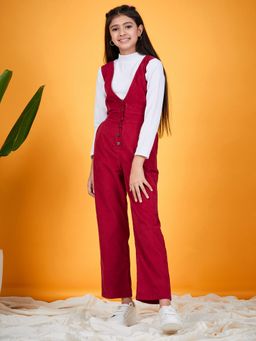 PSPeaches - Burcord Dungaree and T-Shirt Burgundy (Set of 2)