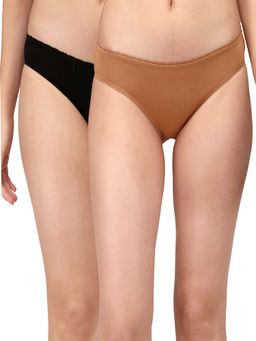 SOIE - Women's Cotton spandex Lace brief-Multi-Color -Pack of 2