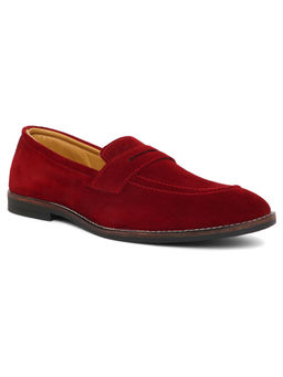 Louis Stitch - Solid Red Italian Suede Leather Moccasins