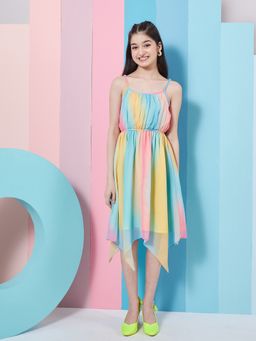 PSPeaches - Striped Crepe Fit Flare Midi Dress