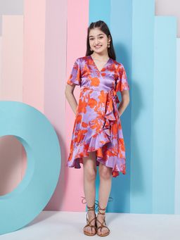 PSPeaches - Floral Print Satin Dress