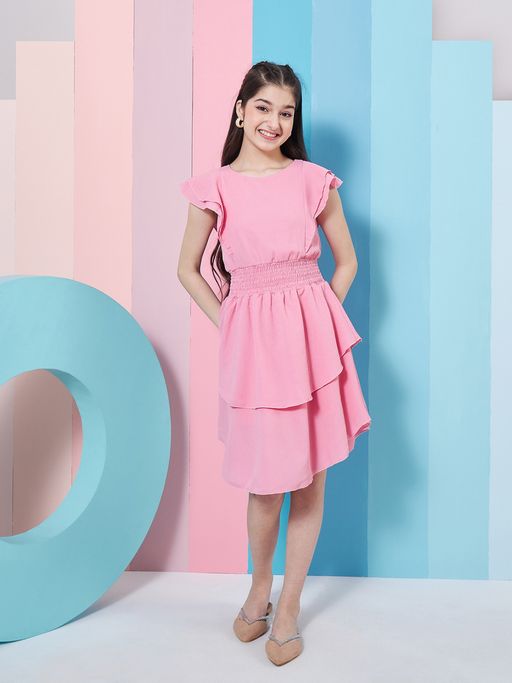 Buy PSPeaches Flutter Sleeve Crepe Fit Flare Dress Online