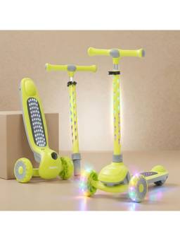 BAYBEE - Fluorescent Green Zyro 3 Wheel Kick Scooter with LED Lights, Music
