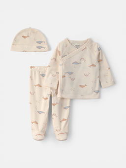 Carter's - Infant Boys Whale Long-Sleeve T-Shirt With Pant & Cap