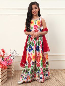 Bugandbees - Muti Print Lehenga Choli With Dupatta