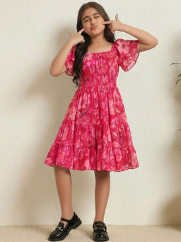 Bugandbees - Magenta Tiered Dress