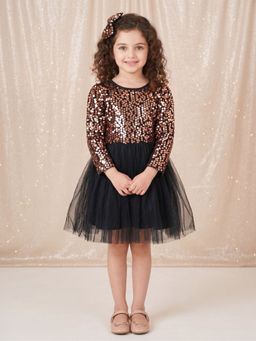 AJ Dezines - Black Sequins And Mesh Party Wear Dress
