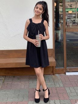 Lil Tomatoes - Girls Cotton Knit Solid Summer Knee Length Dress