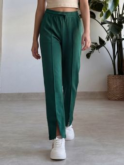 Lil Tomatoes - Green Girls Cotton Looper Knit Drawstring Solid Summer Trackpant