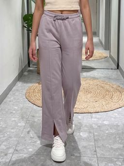 Lil Tomatoes - Purple Girls Cotton Looper Knit Drawstring Solid Summer Trackpant