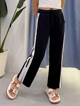 Lil Tomatoes - Black Girls Cotton Looper Knit Drawstring Stripes Summer Trackpant
