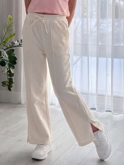 Lil Tomatoes - White Girls Cotton Looper Knit Drawstring Solid Summer Trackpant