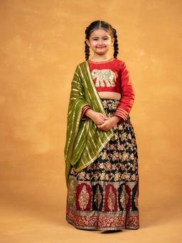 JILMIL - Golden Elephant Embroidered Lehenga Choli With Dupatta